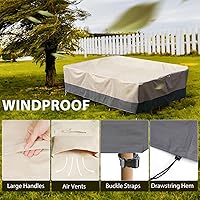 Vista 6 de Funda rectangular para mesa de comedor de patio, impermeable, resistente, 74 x 54 x 28 pulgadas, funda para muebles de patio al aire libre