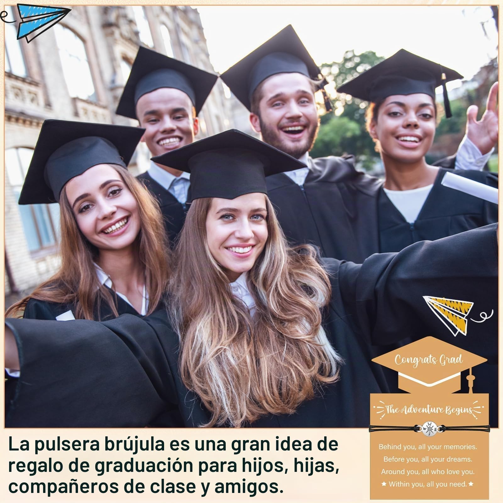Juego de 24 pulseras de graduación Clase de 2026, pulseras de brújula motivacionales, compra al por mayor para finalistas de escuela/aprobados de exámenes, regalos para él/ella, pulsera