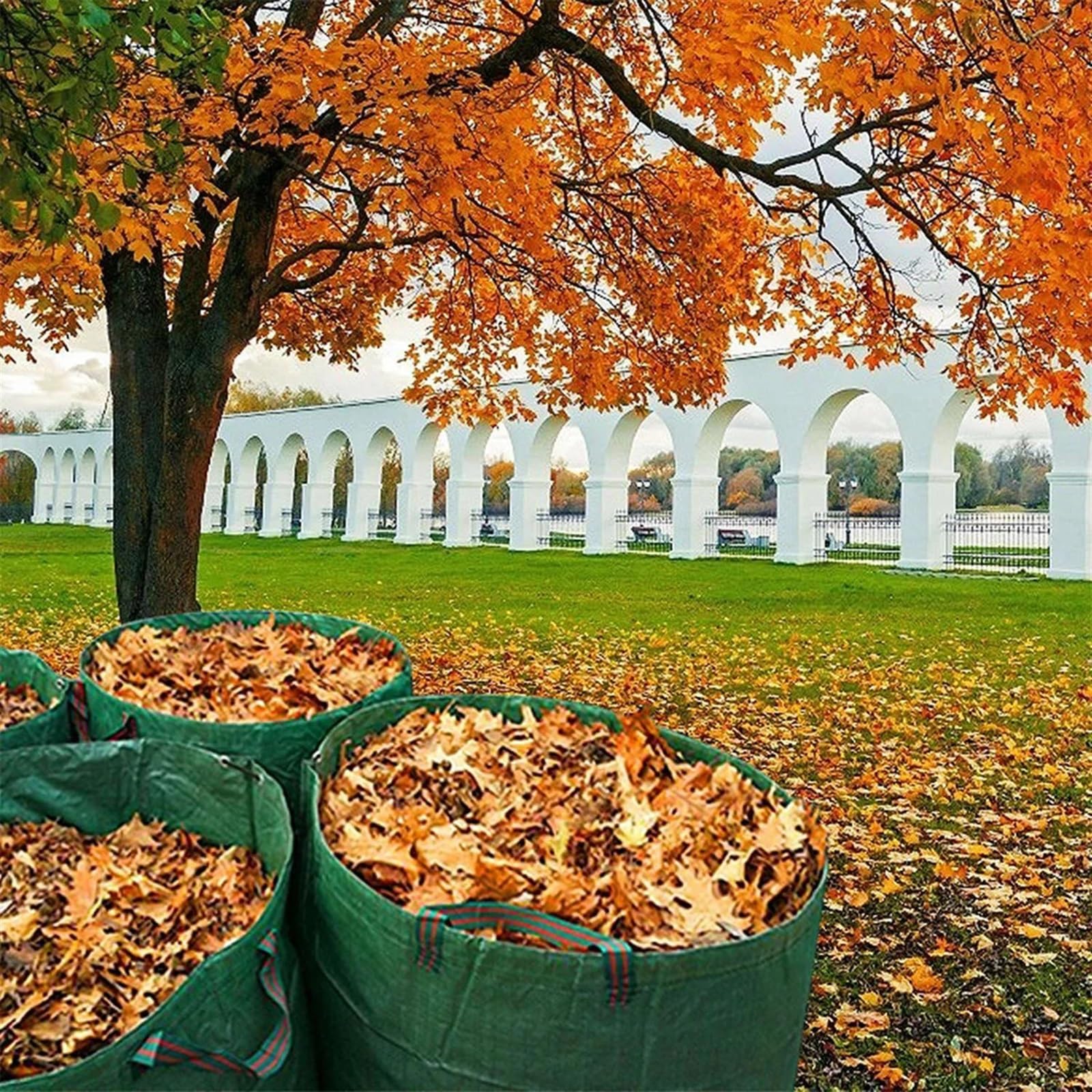 Bolsas de basura de jardín de gran capacidad, contenedor reutilizable para recoger residuos de patio para hojas y escombros, 272 L (67 cm x 76 cm), solución de almacenamiento de jardín resistente