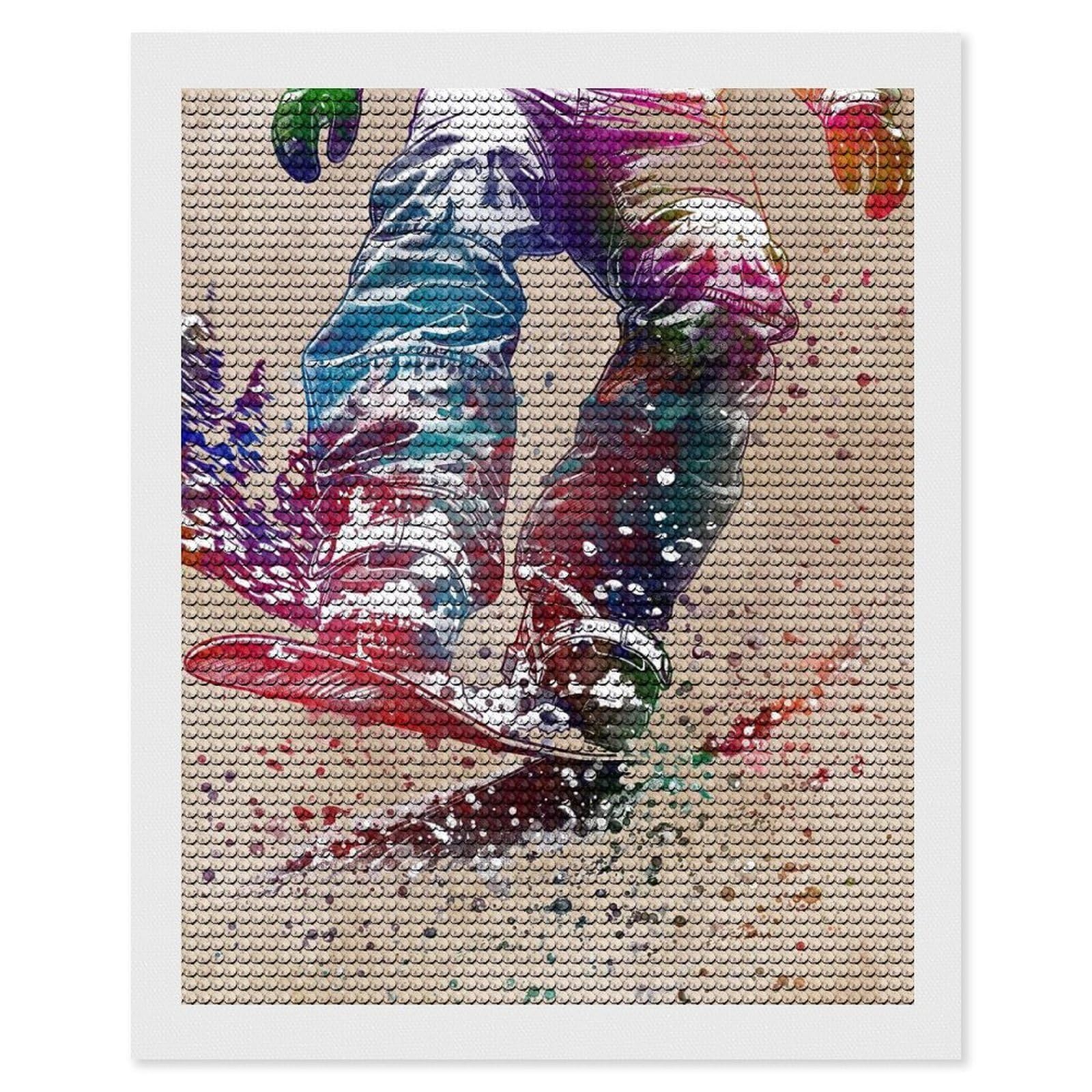 Junmoney Snowboarder Watercolor Art Diamond Painting Canvas Set 16"x20", for Women, Pleasing Wall Art Project, Aesthetic Room Decor, Gift Idea