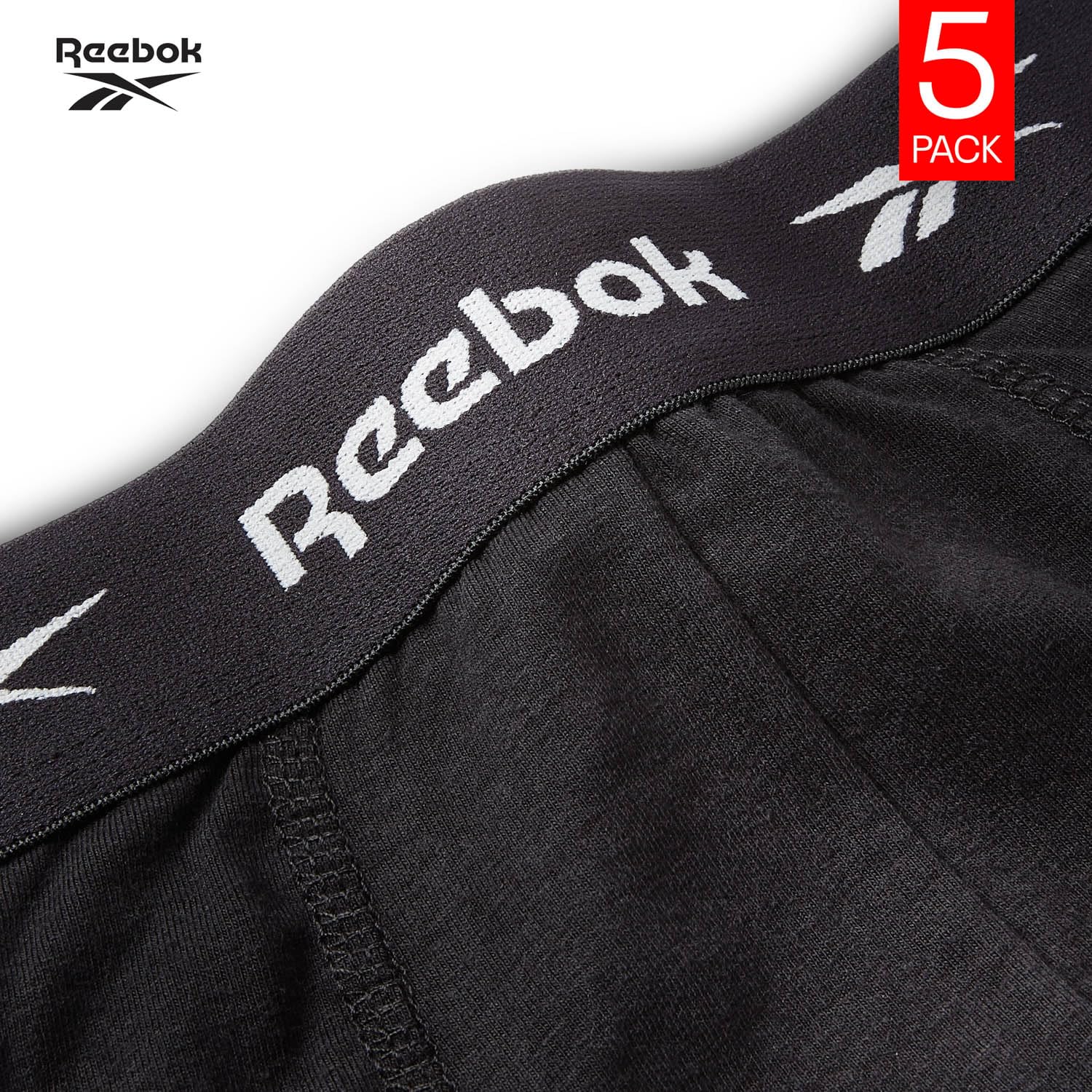 Reebok Bokserki chłopięce dla mężczyzn, 5 sztuk, męskie bokserki sportowe, oddychająca i rozciągliwa bawełniana bielizna dla mężczyzn, wielopak