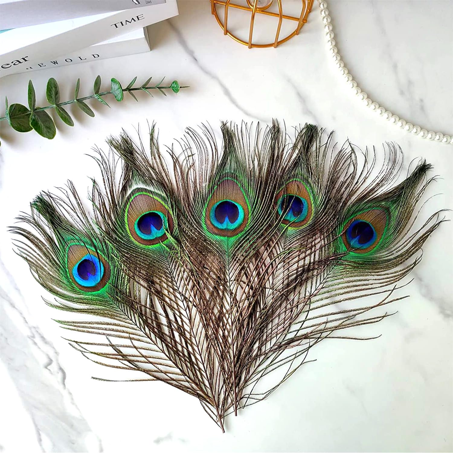 Cosplay E Feste Set Decorazione Viso Piume Pavone - Orecchini, Ciglia E Adesivi Per Feste Set Festa Piume