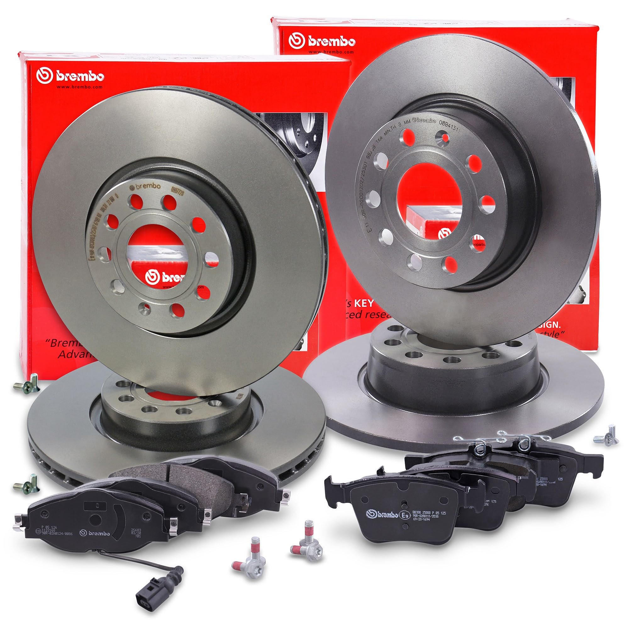 BREMBO Set di freni Coated Disc Line incl. dischi freno anteriori Ø 312 mm ventilati + posteriori Ø 272 mm pieni + pastiglie freno anteriori e posteriori + contatto di usura