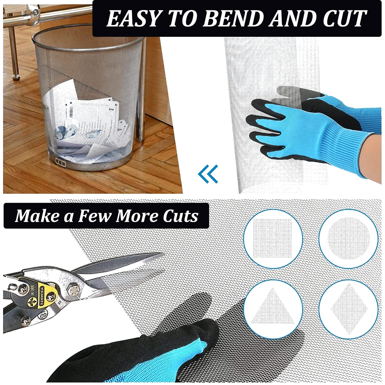 COYOUCO 304 Stainless Steel Mesh Screen Woven Wire 12/14/16/18/20 Mesh 50X100cm for Mesh Screen, No Easily Rust Metal Vent Screen for BBQ, Screen Porch, Floor, Wall,16 Mesh