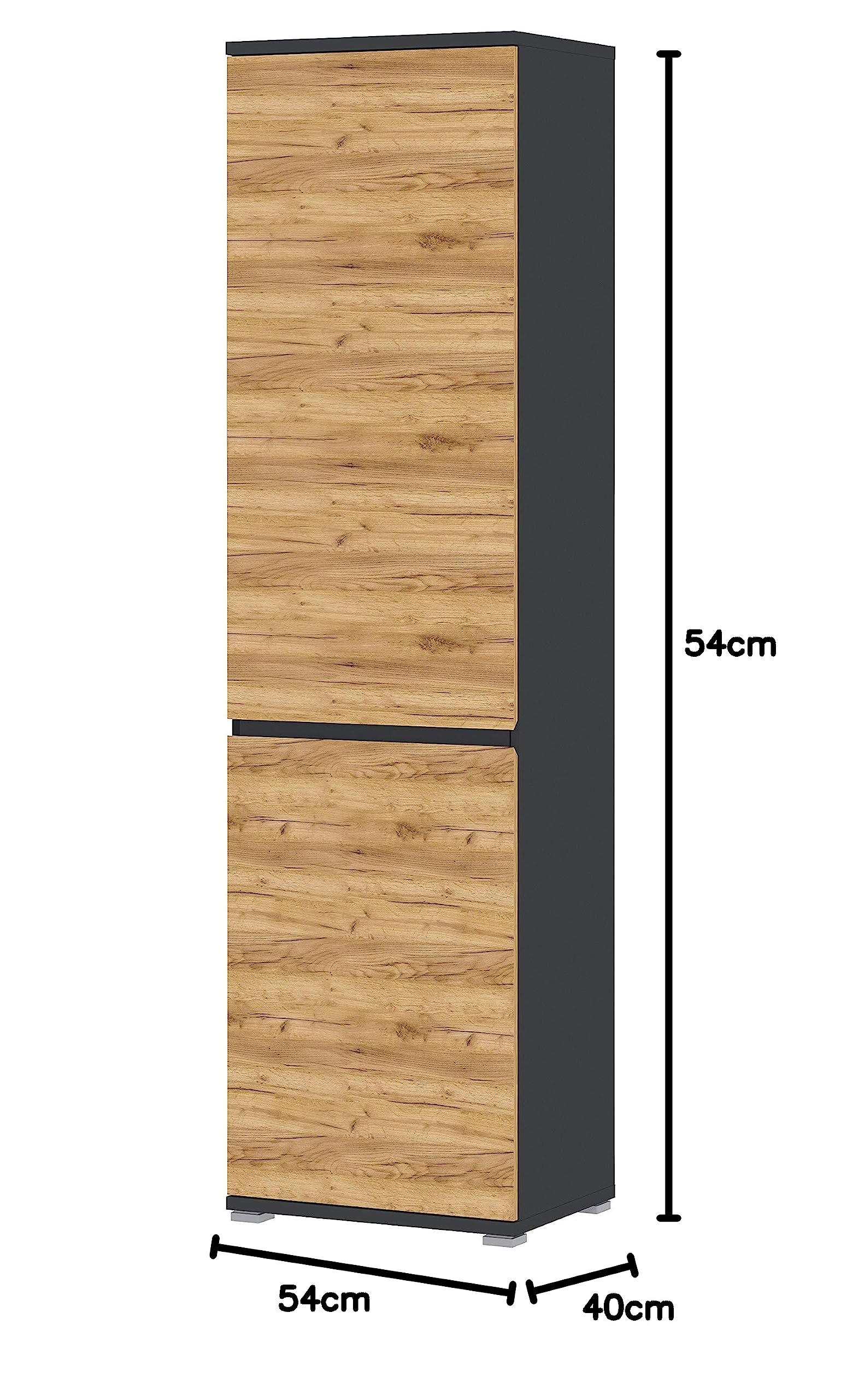 Germania Garderobenschrank 3476-562 GW-Lissabon, in Anthrazit/Navarra-Eiche-Nb., mit verstellbaren Einlegeböden und ausziehbarer Kleiderstange, 54 x 200 x 40 cm (BxHxT)