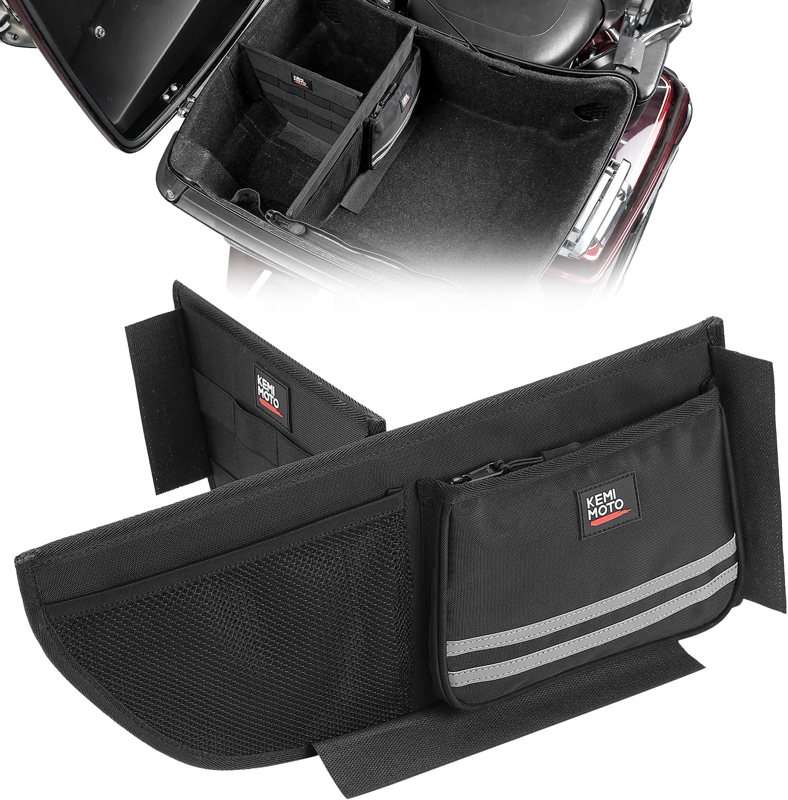 KEMIMOTO Tour Pack Organizer, Organizer Storage with Mesh Pocket and Dividers Compatible With Touring CVO Road Glide Ultra Limited Tri Glide 2014 2015 2016 2017 2018 2019 2020 2021 2022 2023