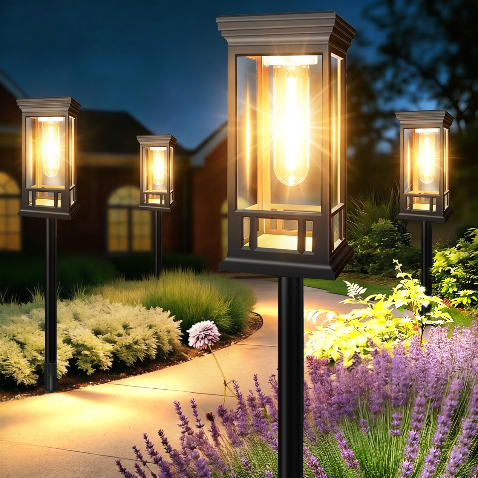 Photo 1 of LORRYTE Solar Pathway Lights Outdoor Waterproof, 6 Pack Path Lights