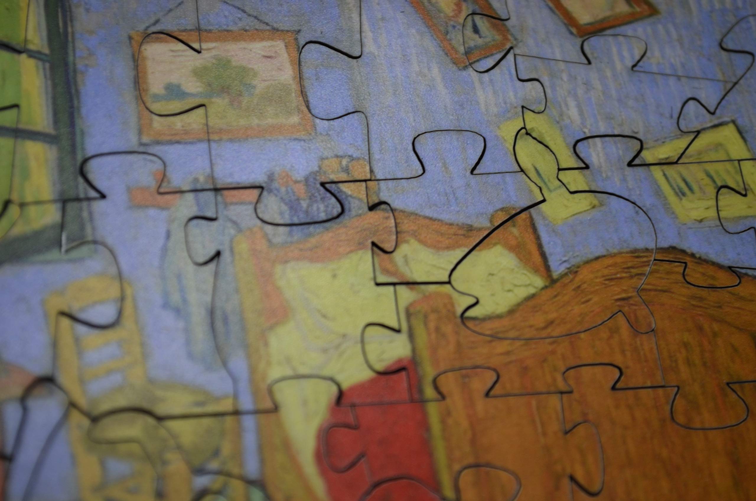 Mini Wooden Jigsaw Puzzle for Adults- Bedroom in Arles by Vincent Van Gogh - 50 Pieces by Nautilus Puzzles - Image 4