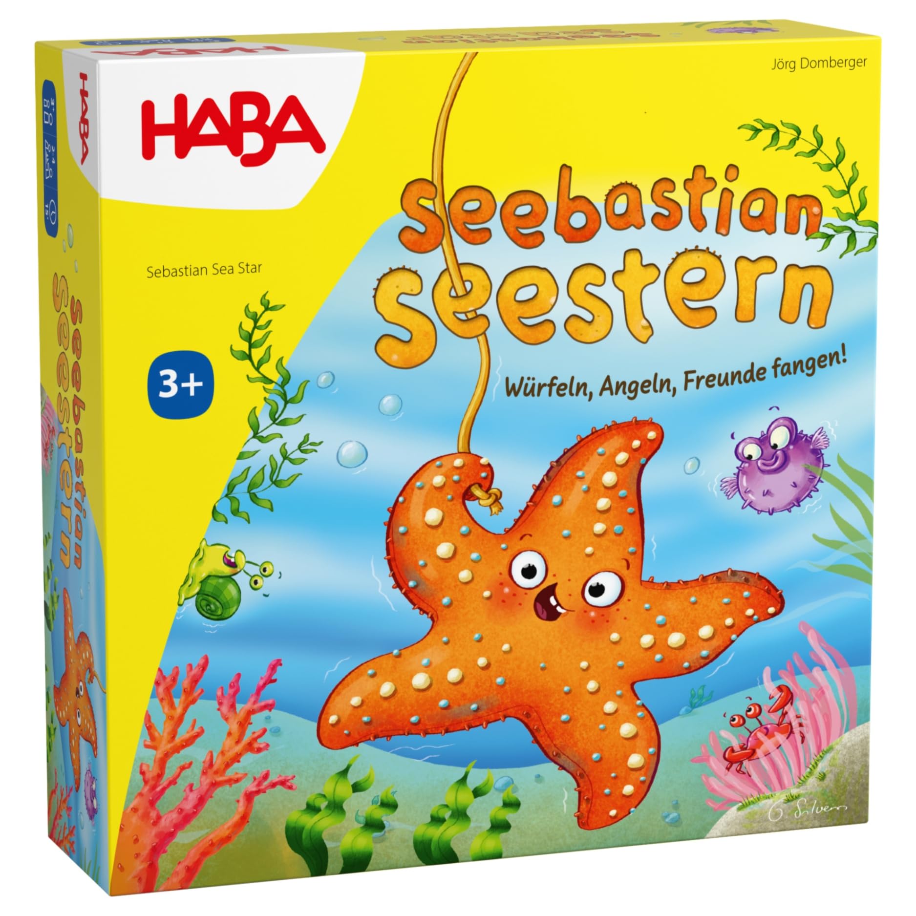 HABA Seebastian Starfish - Wooden Fishing Game for Children from 3 Years - Promotes Fine Motor Skills, Free Play, Learning & Colour Differentiation - 2012229001