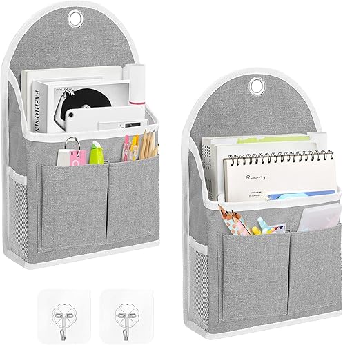 Ndeno Paquete de 2 bolsas organizadoras para colgar en la pared con bolsillos, bolsa de almacenamiento de tela, cesta impermeable sobre la puerta,