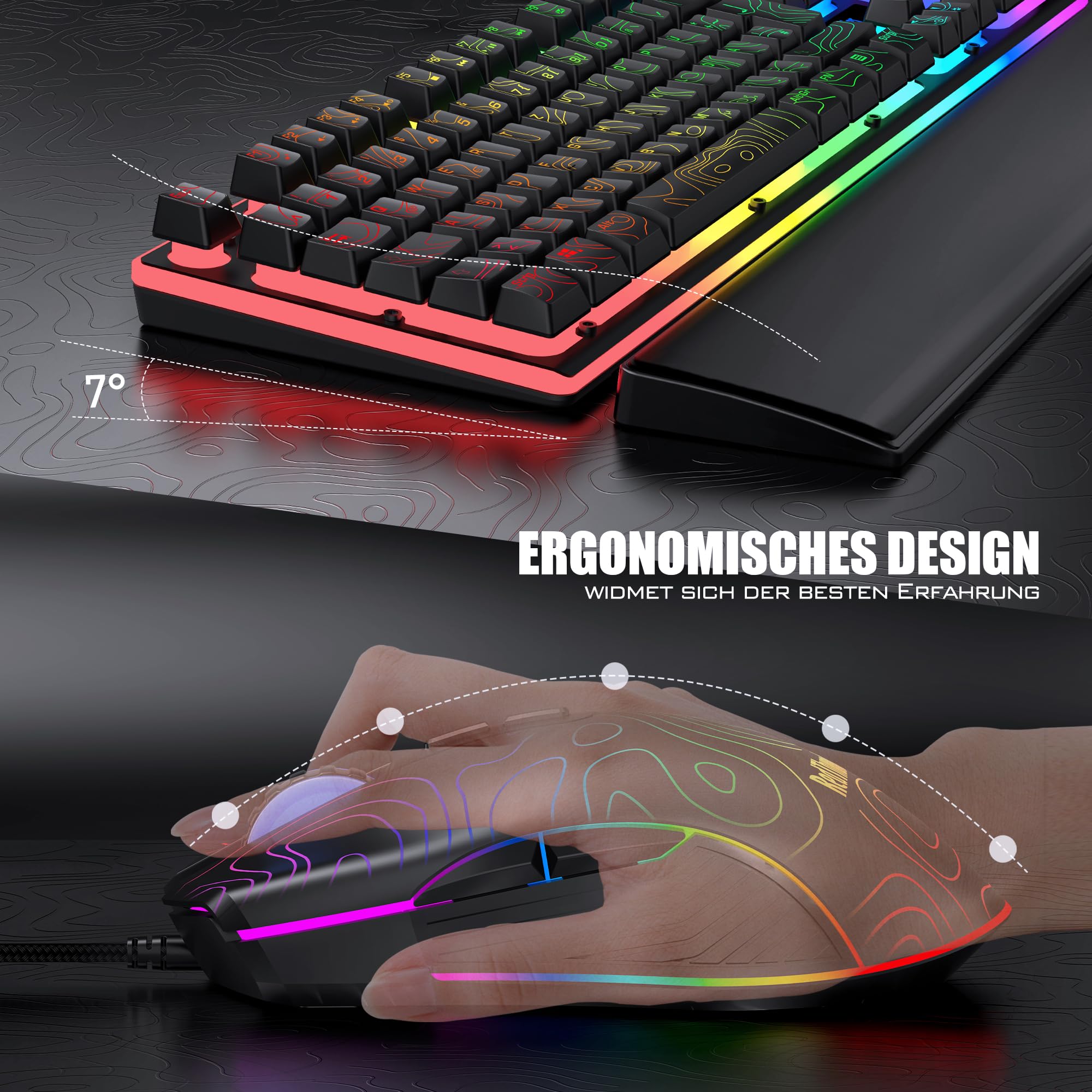 RedThunder K10 - Set tastiera e mouse da gioco (linea di altitudine)