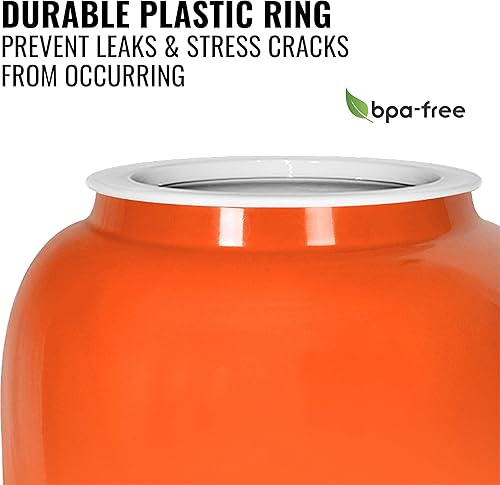 Miniatura 4 de Geo Sports - Dispensador de agua de cerámica de porcelana, grifo de acero inoxidable, válvula y tapa incluidas. Se adapta a jarras de 3 a 5 galones