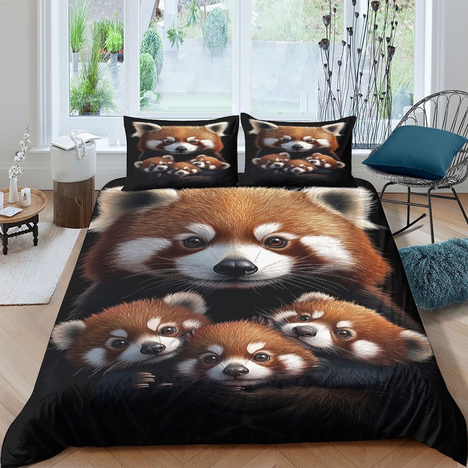 Ctjqhvkz Style-3 3D Printed Red Panda Fitted Sheet Microfiber Soft Animal Family Mattress Cover For Bedroom Dorm Decor Protection Single（135X200cm）