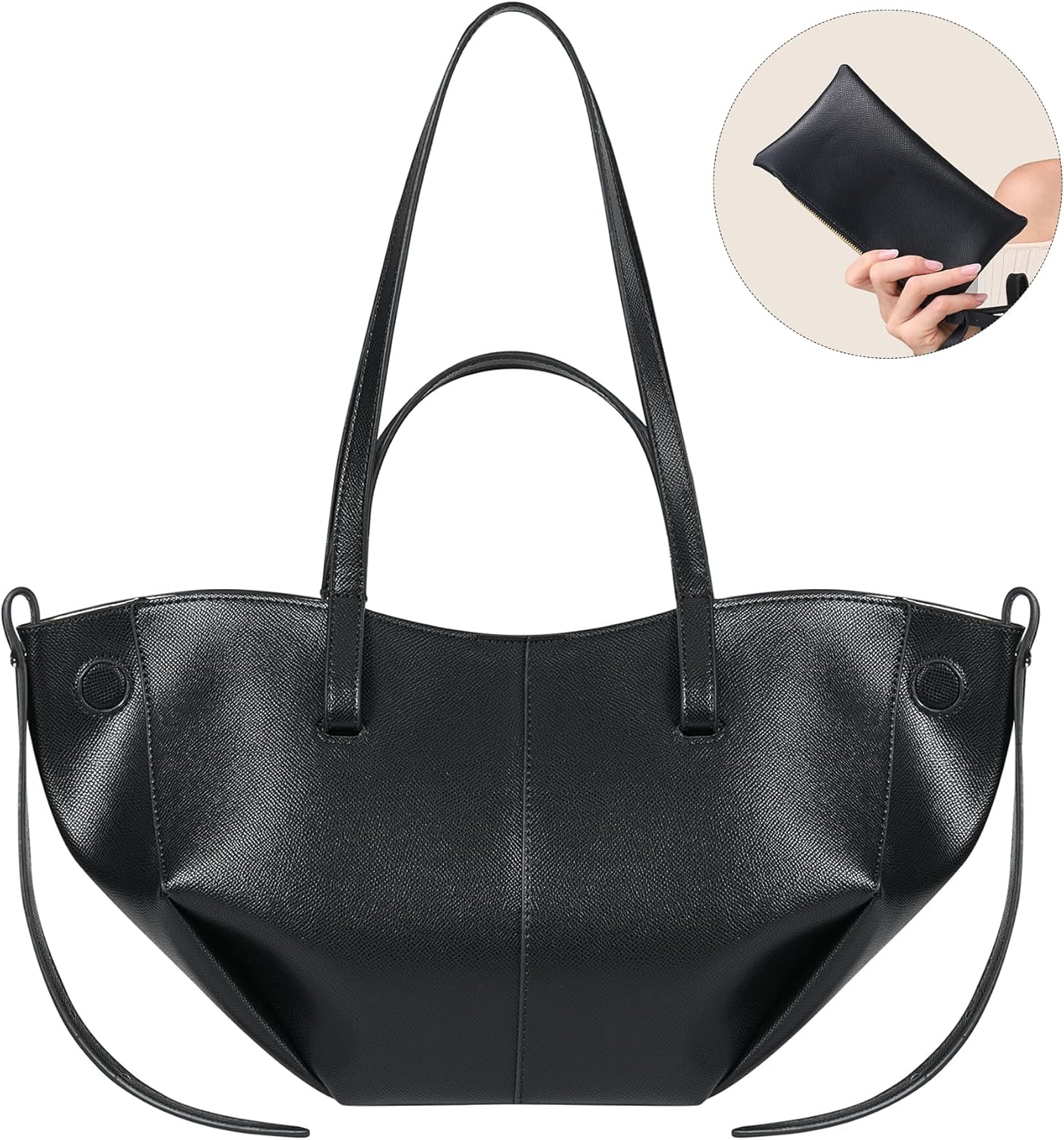 CHUNLI Trendy Satchel Bags for Women Luxury PU Leather Purses Work Tote with Top Handle Large Capacity Shoulder Bag - Image 4