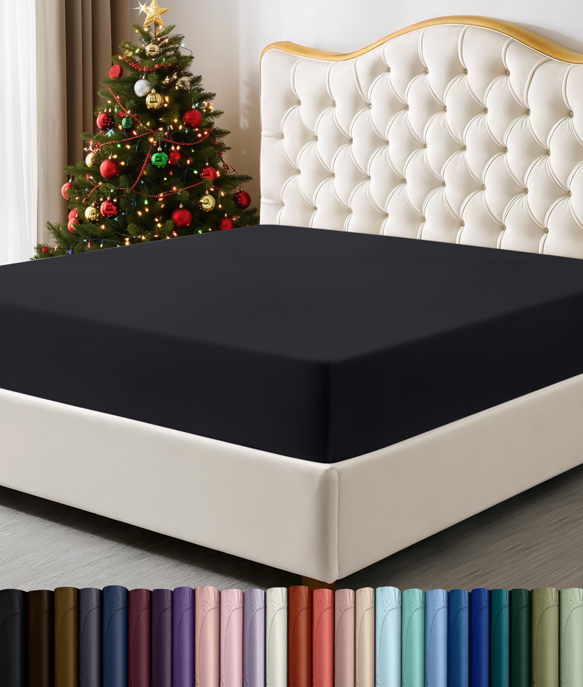 Utopia Bedding Queen Fitted Sheet - Bottom Sheet - Deep Pocket - Soft Microfiber - Shrinkage and Fade Resistant - Easy Care -1 Fitted Sheet Only (Black)