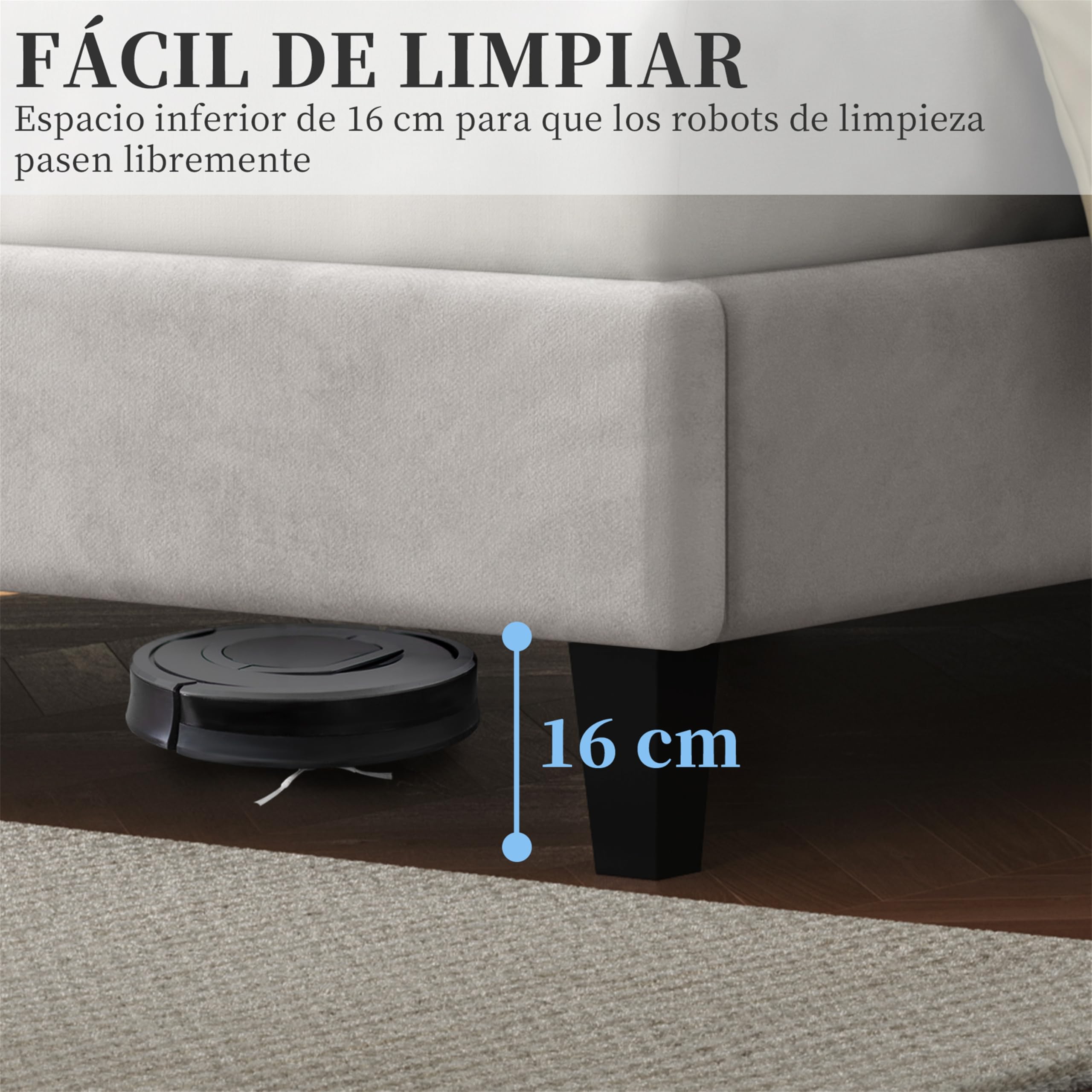 Yaheetech Cama Tapizado en Terciopelo Cama de Matrimonio con Cabecero Ajustable en Altura Marco de Cama Soporte con Listones de Madera 140 × 200 cm Beige