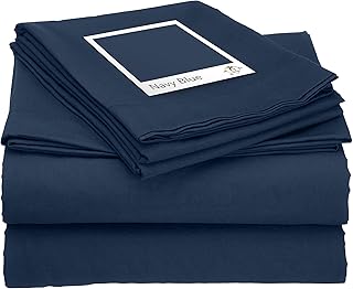 Clara Clark Affordable Microfiber Bed Sheet Set, Queen, Navy Blue