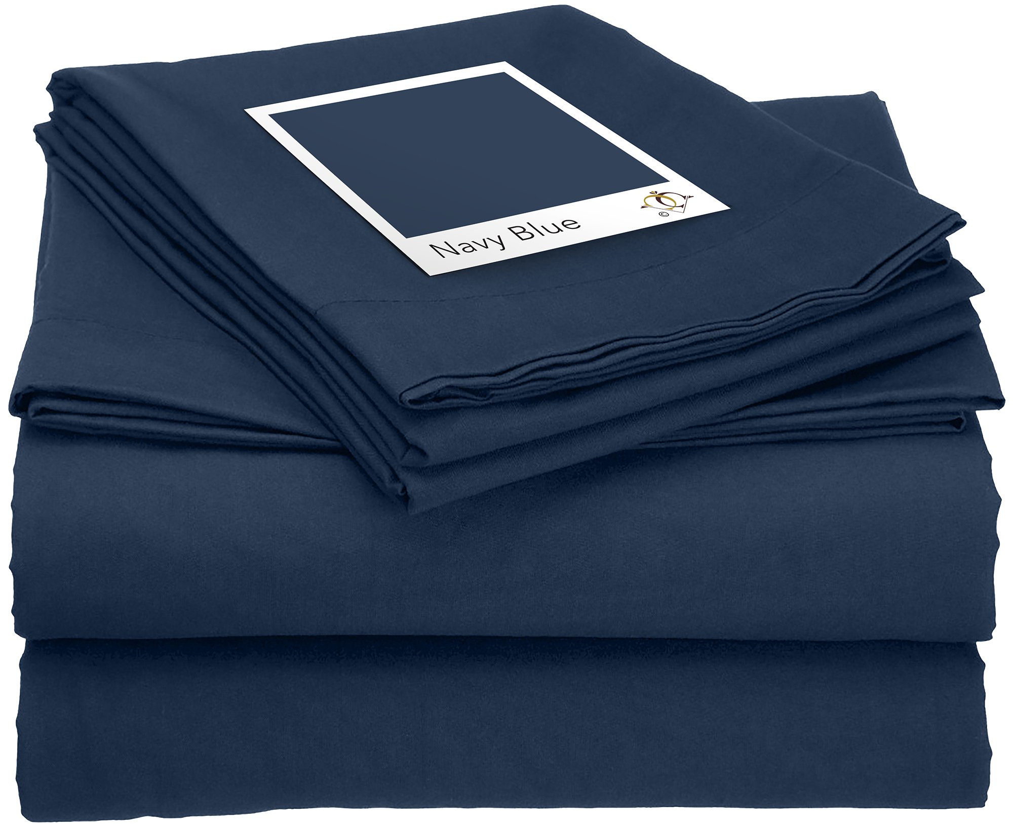 Clara Clark ® Premier 2000 Collection Bed Sheet Set, Queen Size, Navy Blue