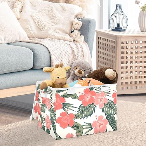 Miniatura 5 de Joko Ivery Hibiscus Flowers Foldable Storage Bins Bags for Clothes Fabric Storage Container Organizers with Reinforced Handle Closet Organizers for