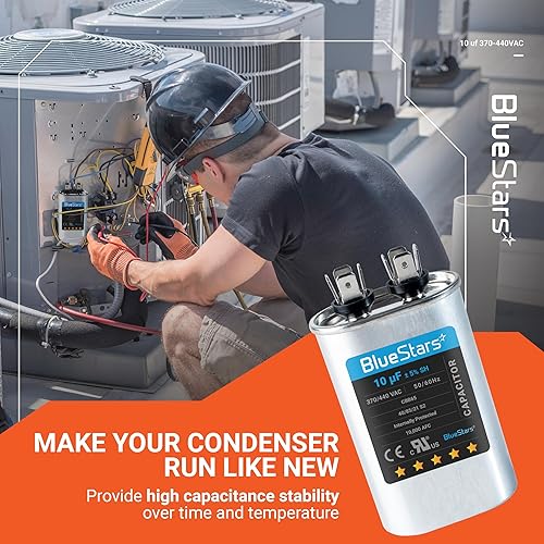 Miniatura 8 de [Listado UL] BlueStars 10 uF ± 5% MFD 370/440V CBB65 CBB65A Pieza de Repuesto de Capacitor de Arranque y Funcionamiento Ovalado - Capacitores