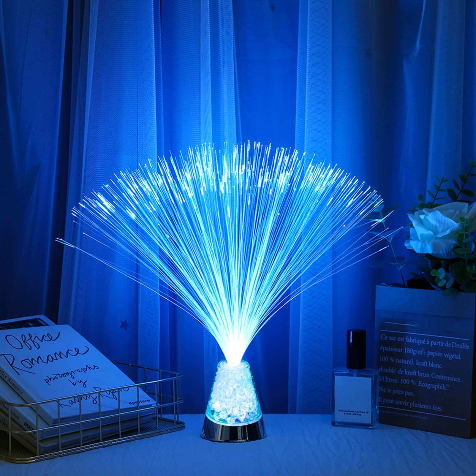 Uonlytech Colorful Fiber Optic Lights Optic Party Light Fiber Optic Wand Light up Table Centerpiece Fiber Optic Centerpiece Colourful Changing Lamp Fiber Optic Lamp 3d Shine Plastic Decorate