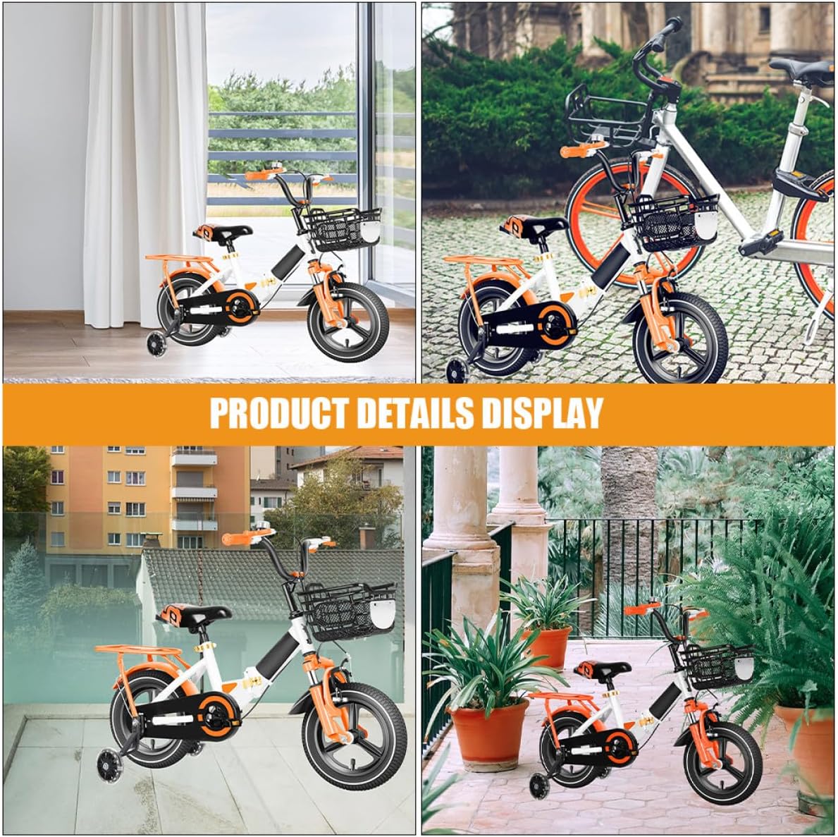 ’S Bicycle Training Wheels 2 Pairs Glow-In-The-Dark Auxiliary Stabilizers Universal Bike Safety Trainer Accessories for 16-Inch Bikes