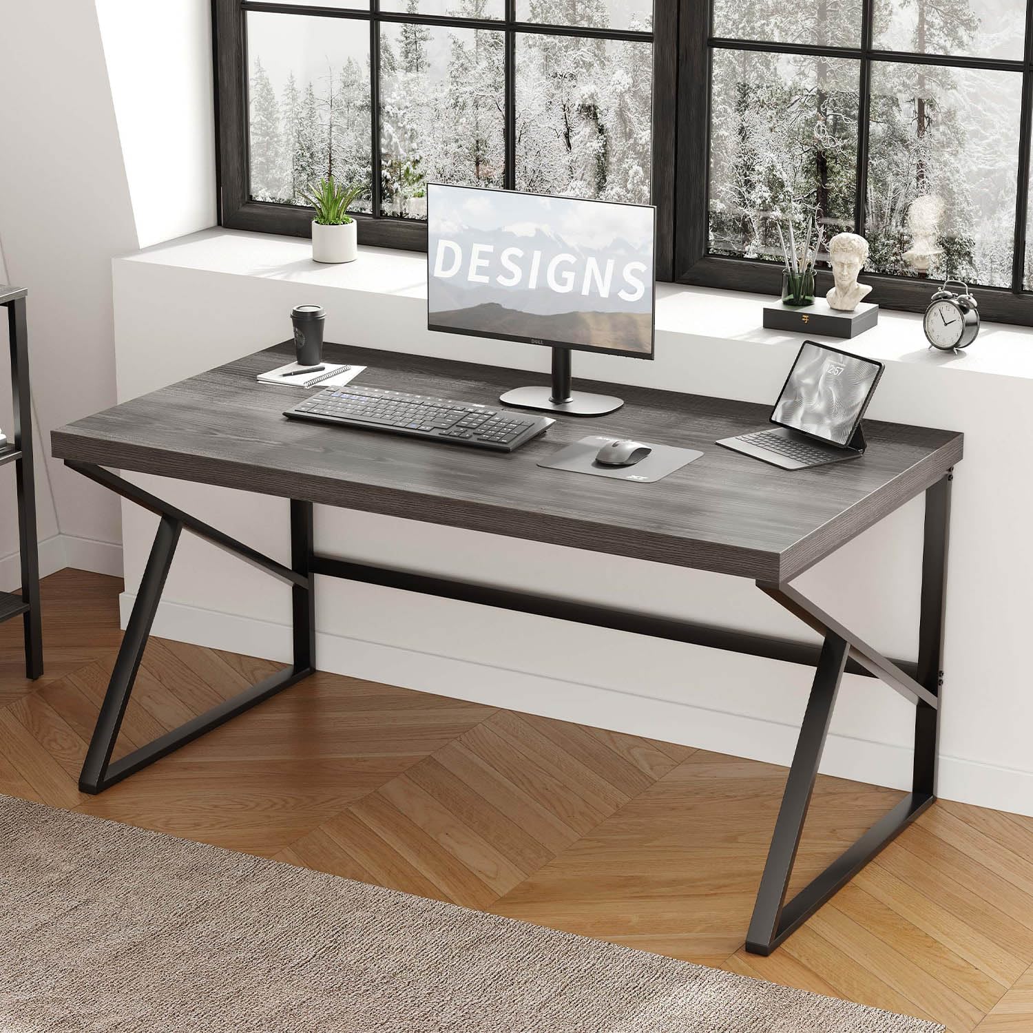 Amazon.co.jp: HSH Industrial ホームオフィスデスク 金属と木製の