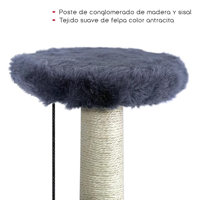 Foto 2 de 7 de TIENDA EURASIA - Arbol para Gato, con Poste Rascador de Sisal, Base Rectangular, 30x20x28cm, Bola de Felpa…