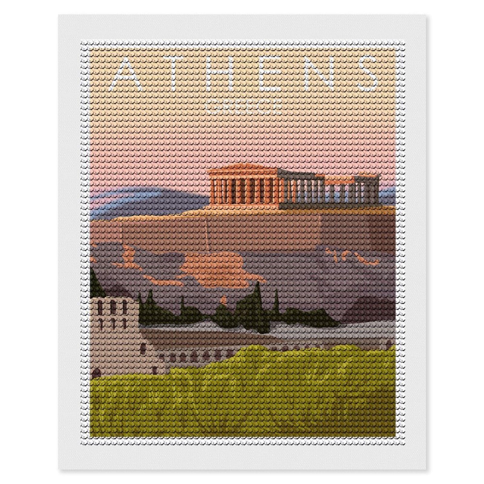 Junmoney Athens(6) Diamond Art Canvas 16"x20", Full Kit Included, Bedroom Decor, for Beginners, Thoughtful Handmade Gift