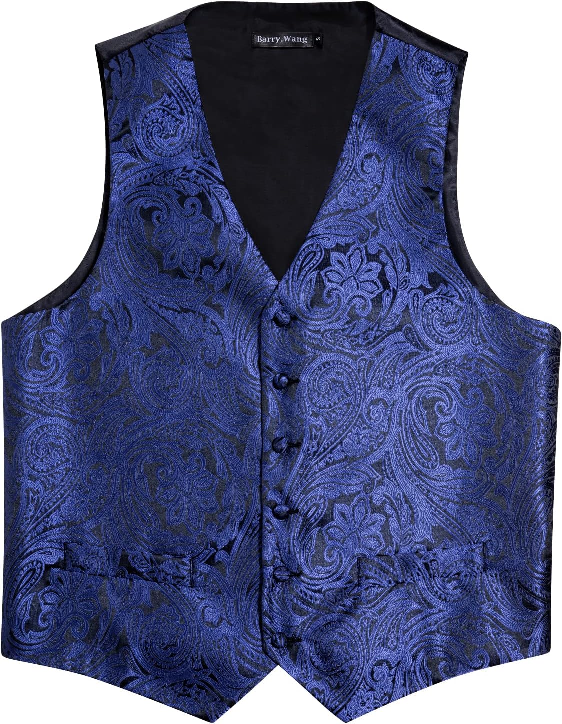 Barry.Wang Formal Men Flower Vest Paisley Jacquard Silk Ties Suit Waistcoat Set Wedding 5PCS - Image 5