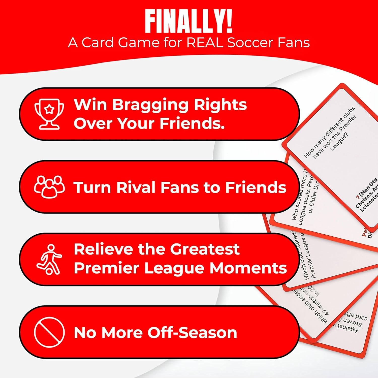 Soccer Trivia Card Game English League Version – 150 Soccer Trivia Questions, Best Soccer Gifts for Boys | Soccer Cards 2025 Soccer Games for Kids & Adults | EPL Soccer Cards Soccer Gift