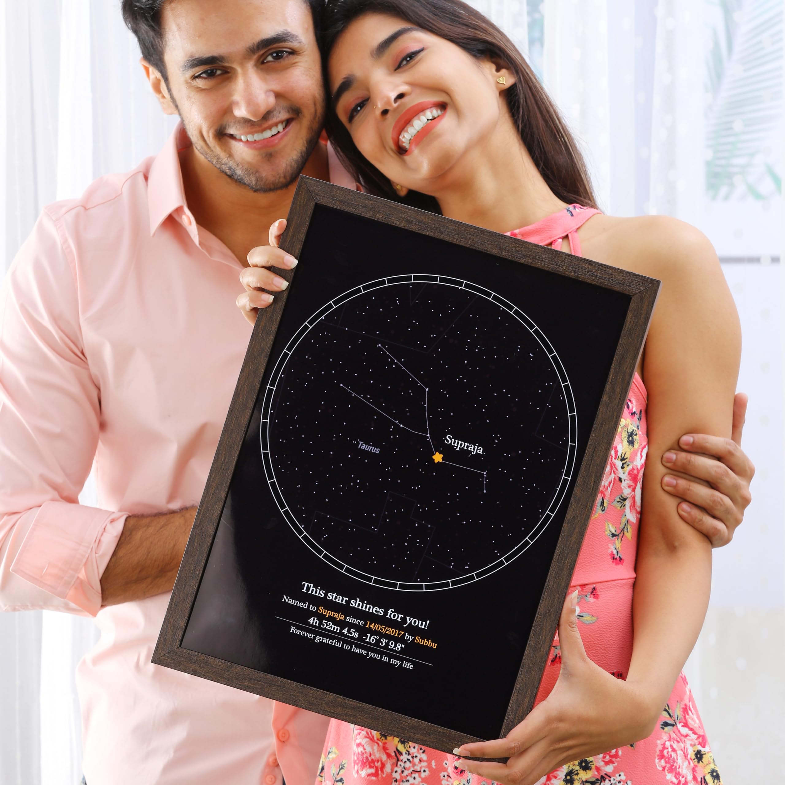 Oye Happy - Frame a Star - A3 Acrylic Glass Frame - Personalised Gift for Husband/Wife/Girlfriend/Fiance/Boyfriend on Birthday/Anniversary-image-23