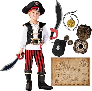 Spooktacular Creations Kids Pirate Costume, Pirate Dress Up for Boys Halloween theme party and Role Play-S