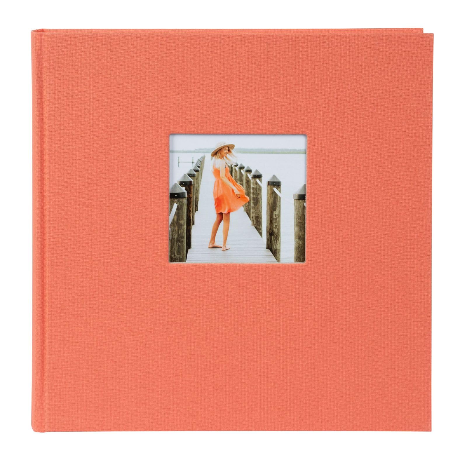 goldbuch Álbum de fotos Bella Vista 27 480 con recorte de salmón, álbum de recuerdos en formato 30 x 31 cm, 60 páginas blancas con separadores de pergamino, libro de fotos con cubierta de lino en