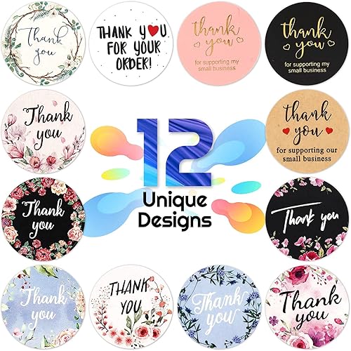 Miniatura 2 de Rollos de calcomanías pequeñas de agradecimiento, 2500 piezas de 1 pulgada para sobres, sellos de agradecimiento por apoyar a mi pequeña empresa, 5