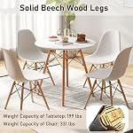 Tangkula Round Dining Table Set for 4, Circle Kitchen Table Chairs Set of 4 with Ergonomic Seat & Solid Wood Legs, 5-Pieces Modern Dining Room Table Set for 4 (White/Oak)