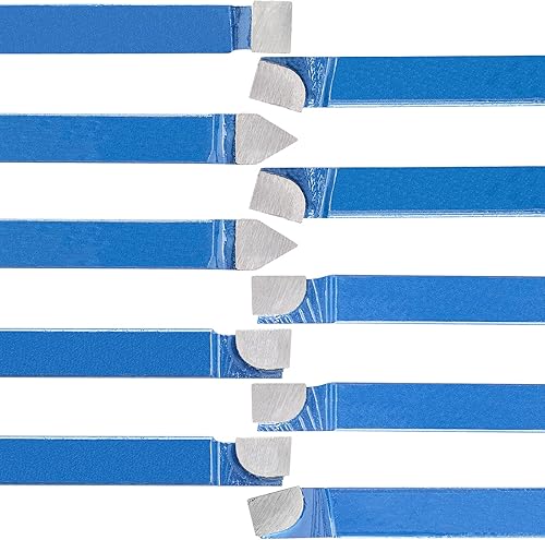 Miniatura 5 de Herramientas de torno de metal de 14 pulgadas - 10 herramientas de corte con punta de carburo, juego de corte de brocas C6, para torneado de torno