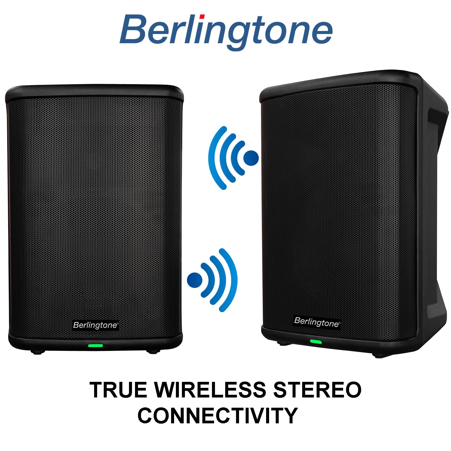 Berlingtone Pair of 8-Inch 1000W Bluetooth Powered PA Speaker System, Portable Loud DJ Speaker, Mic/Guitar, TWS Connection, Built-in Rechargeable Battery, for DJ Party, Meeting, Church, Karaoke