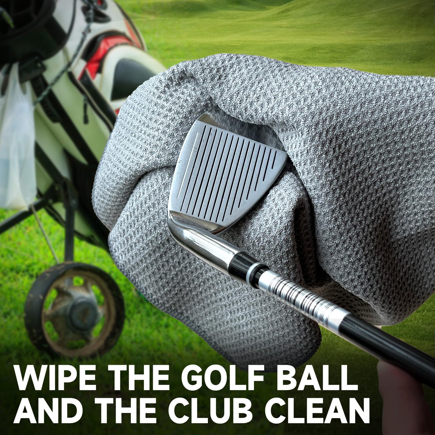 Paquete de 3 toallas de golf, toalla de golf de microfibra de triple pliegue de 16 x 24 pulgadas, para bolsa de golf/carrito de golf, mosquetón resistente y tela ultra absorbente para limpiar la