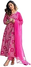 Royal Export Women's Bandhni Print Cotton Kurti Pants Set with Dupatta | Kurta Sets | Anarkali Gown Dresses for Woman