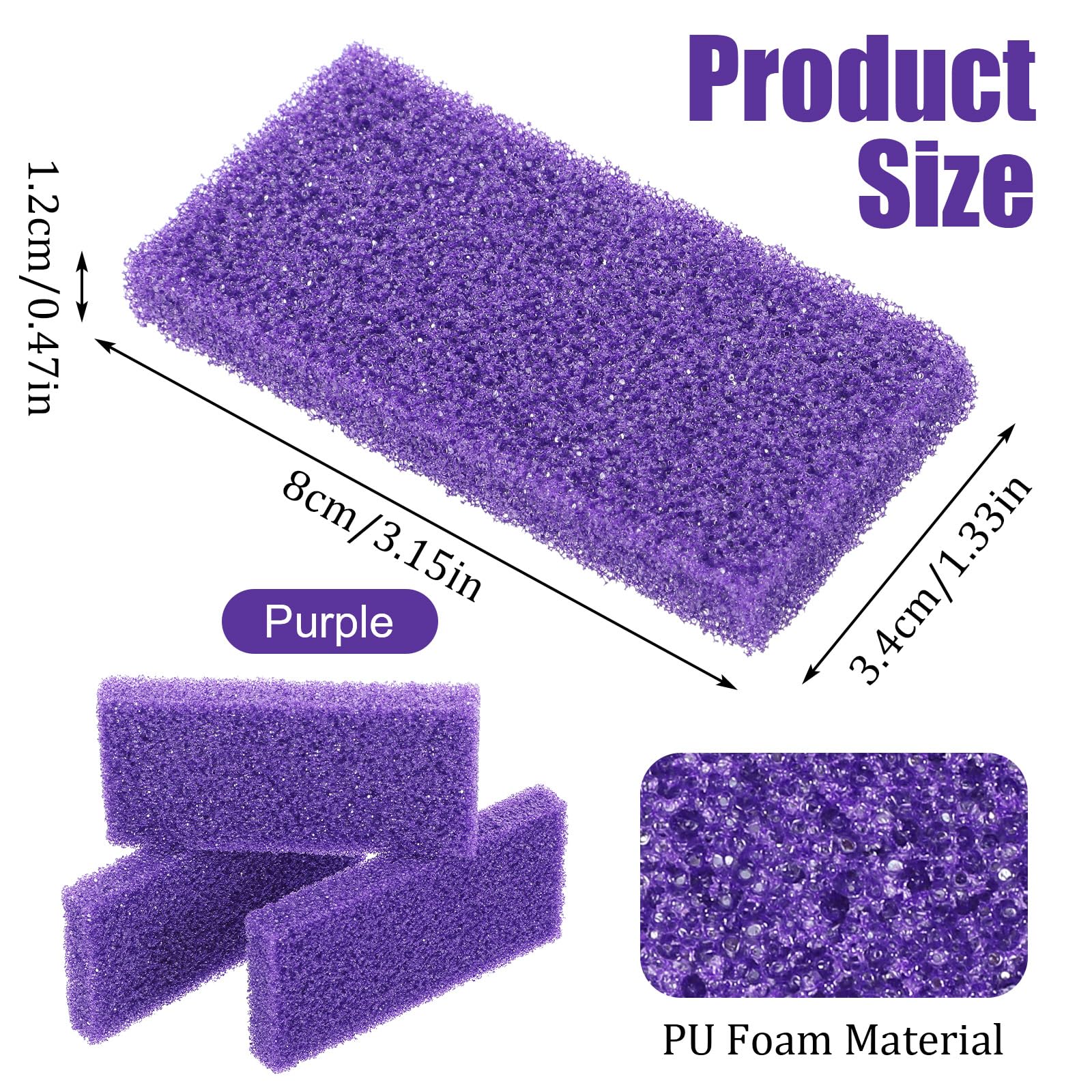 100 piezas de piedra pómez para pies, piedras pómez desechables exfoliantes, herramienta de pedicura para eliminar callos de pies, esponja de limpieza morada, cepillo de doble cara para pies, talón