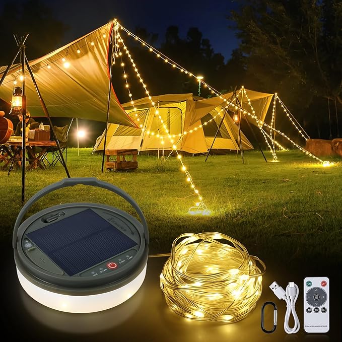 SMY Lighting Solar Camping Fairy Lights Outdoor, 13 m 160 LED Camping