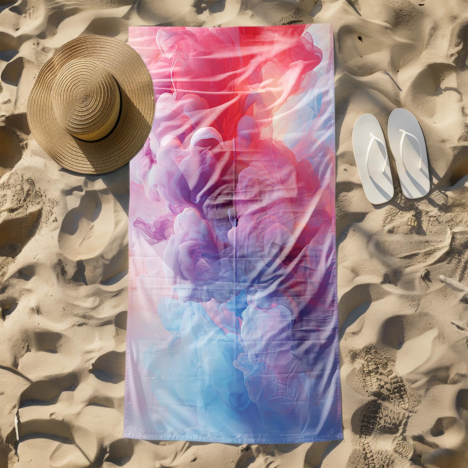 Genérico Toalla Playa Grande 100X200 Patrón Púrpura Rosa Claro