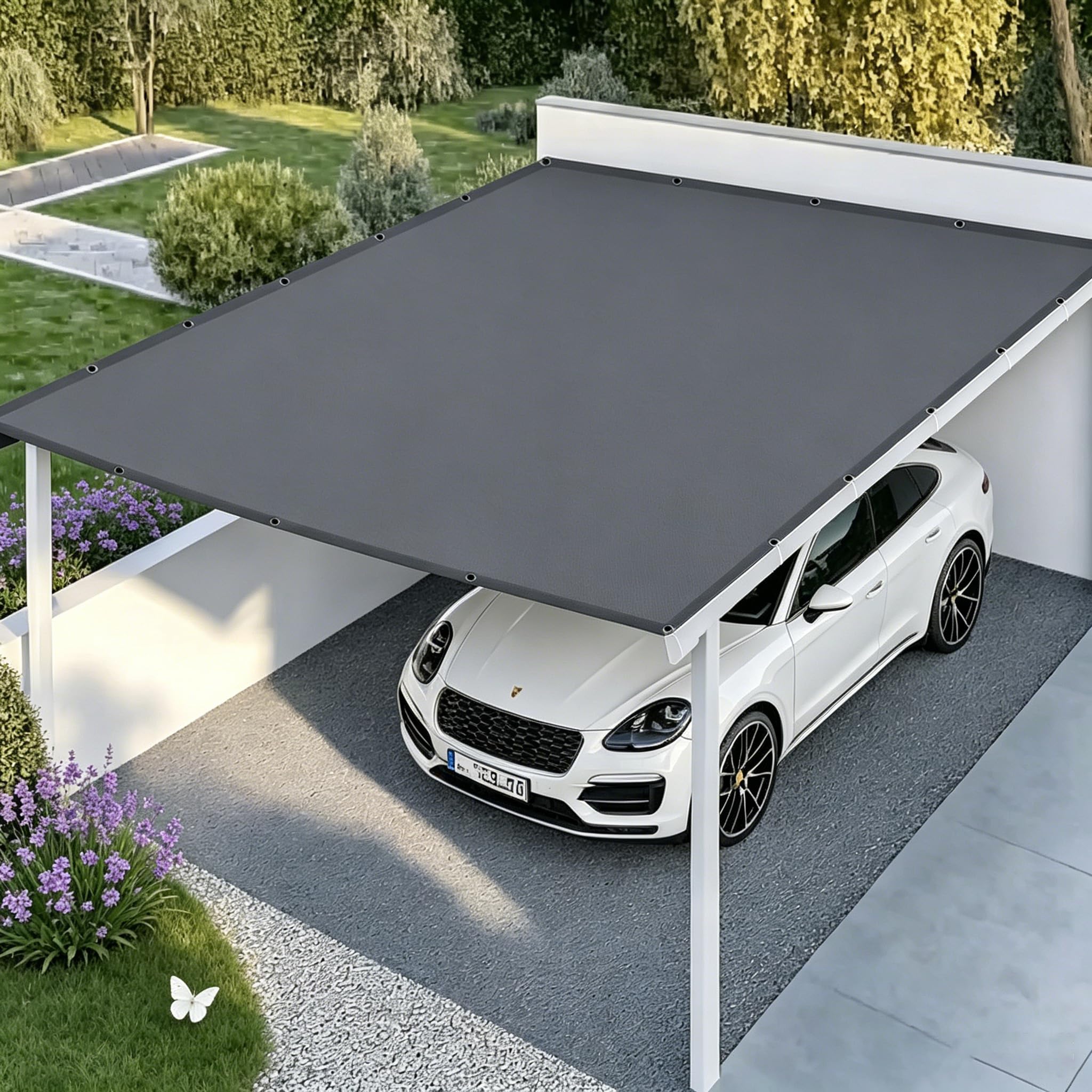 Sonnensegel Wasserdicht 2.4x2.8m/240x280cm Sonnensegel mit Ösen,Sonnenschutz Terrasse UV-Schutz,Rechteckig Sichtschutz Balkon Reißfest Pergola Markise Outdoor Dunkelgrau