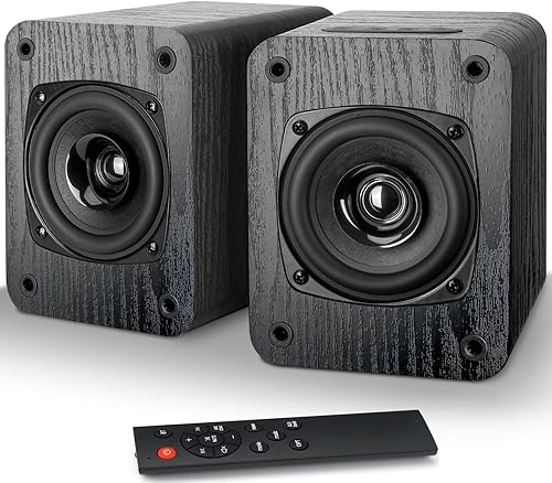 Altavoces alimentados para estantería con Bluetooth 5.3 y amplificador incorporado para reproductor de discos de vinilo, altavoces de plato