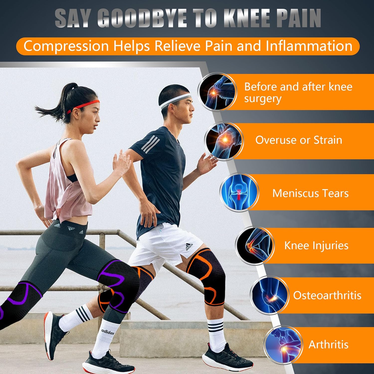 2 Pack Knee Braces for Running Knee Pain, Compression Knee Brace for Women & Men, Knee Sleeve, Sports Knee Braces for Meniscus Tear, ACL & Arthritis Pain Relief (Green, X-Large) - Image 3