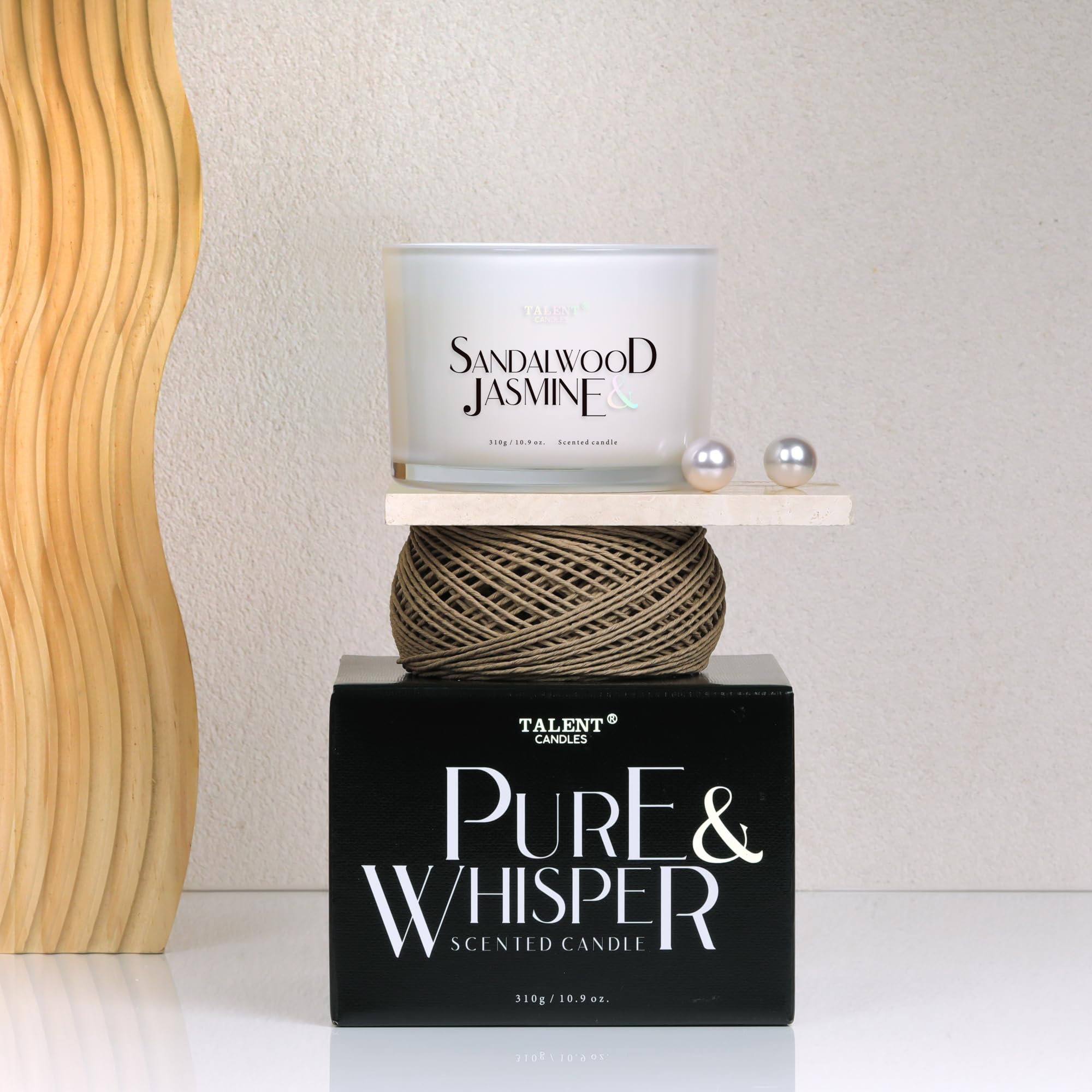 Vela perfumada, velas TALENT, cera de soja 100% natural, 3 mechas, vela perfumada regalos para mujeres y hombres, aromaterapia, vela en tarro de 10.93 oz, Sándalo y jazmín