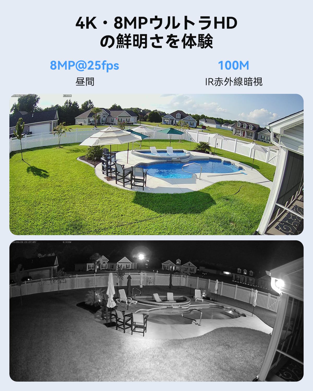 Amazon.co.jp: H.View 4K PTZ防犯カメラ 18X光学ズーム 赤外線 防犯