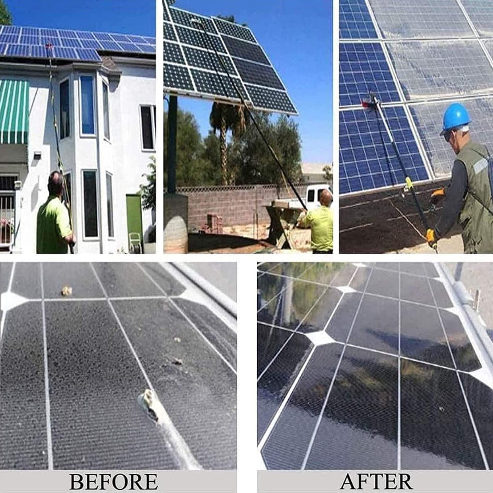 Teles - Spazzola per la pulizia di finestre e pannelli solari, strumento estensibile per pannelli fotovoltaici e fotovoltaici, kit di pulizia efficiente per la massima lucentezza