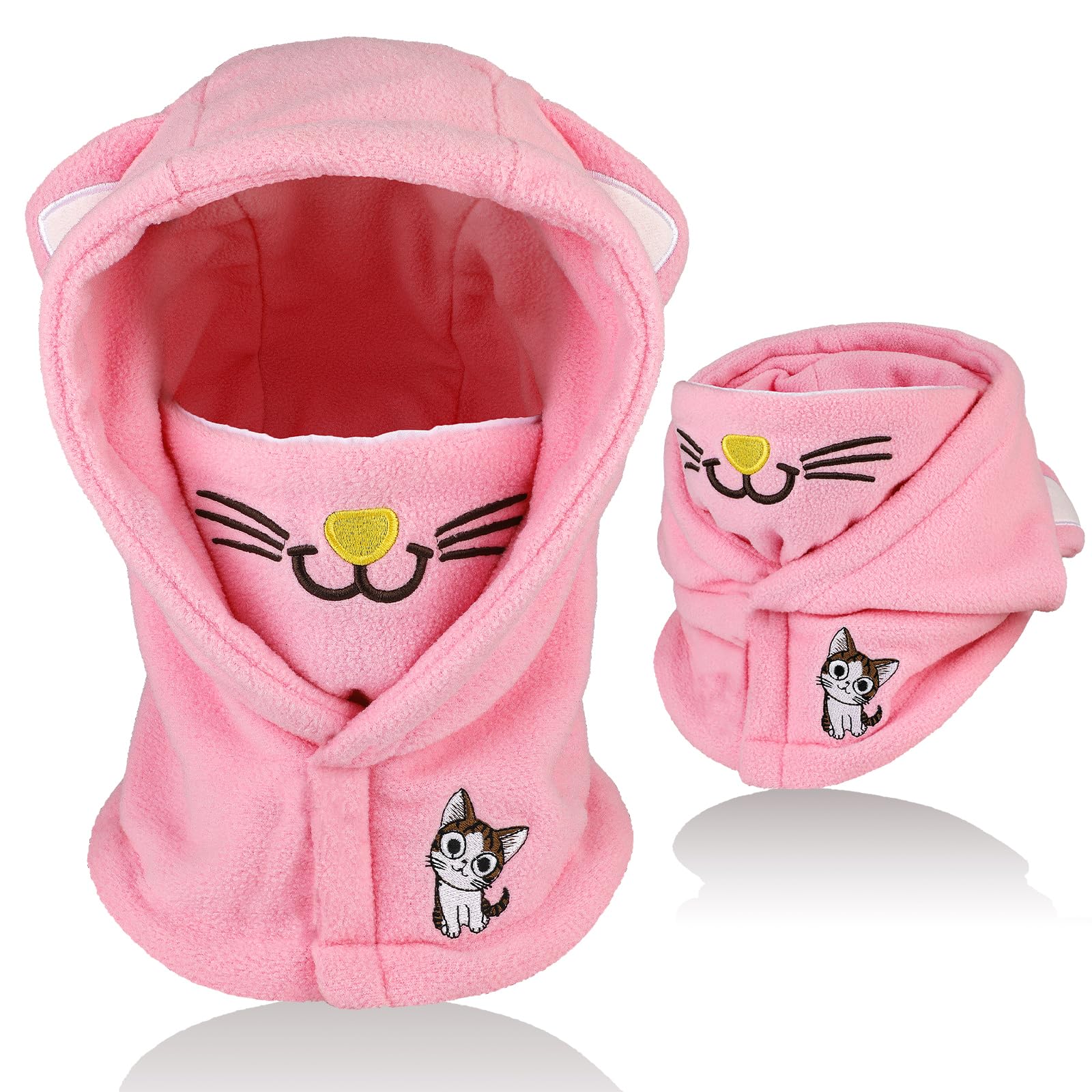Pasamontañas Térmicos de Invierno Niños 4-12, Animal 3D Máscara de Esquí Ciclismo, Multifuncional Prueba de Viento Cálido Sombreros Gorro Forro Polar, Calentador de Cuello Mascarilla Niños Niñas